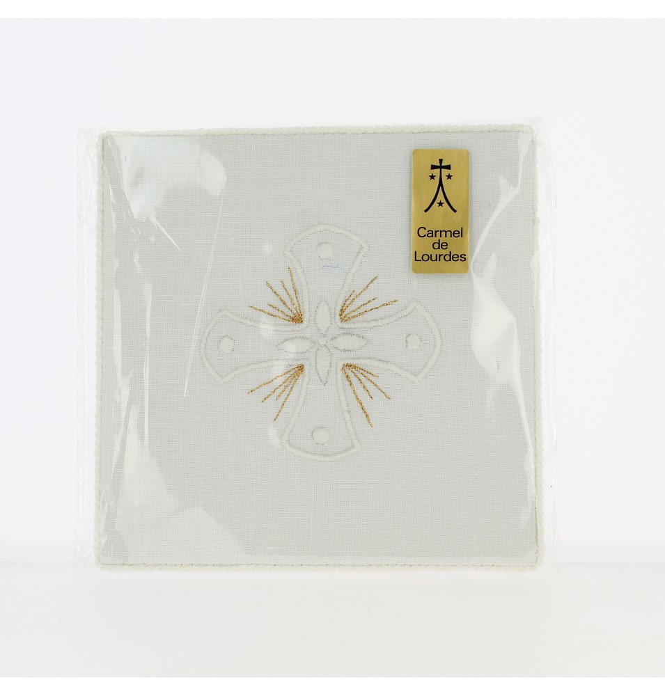 Pale liturgique avec broderie blanche et fil d'or - (CL-ARTI0023)
