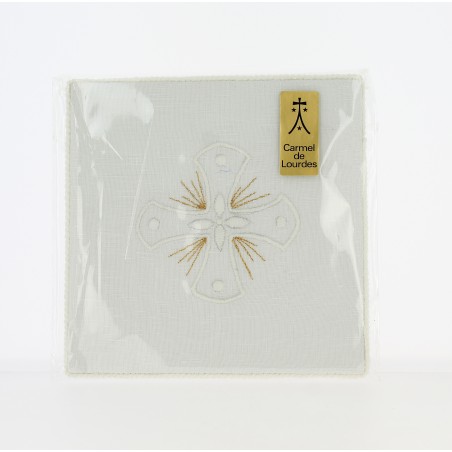 Pale liturgique avec broderie blanche et fil d'or - (CL-ARTI0023)