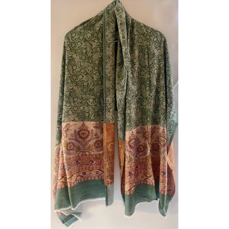 Châle Indien Fushia et Beige