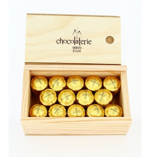 Coffret de 14 Gros Bouchons -Chocolat Noir (63%)- Fourrage au Marc de Champagne