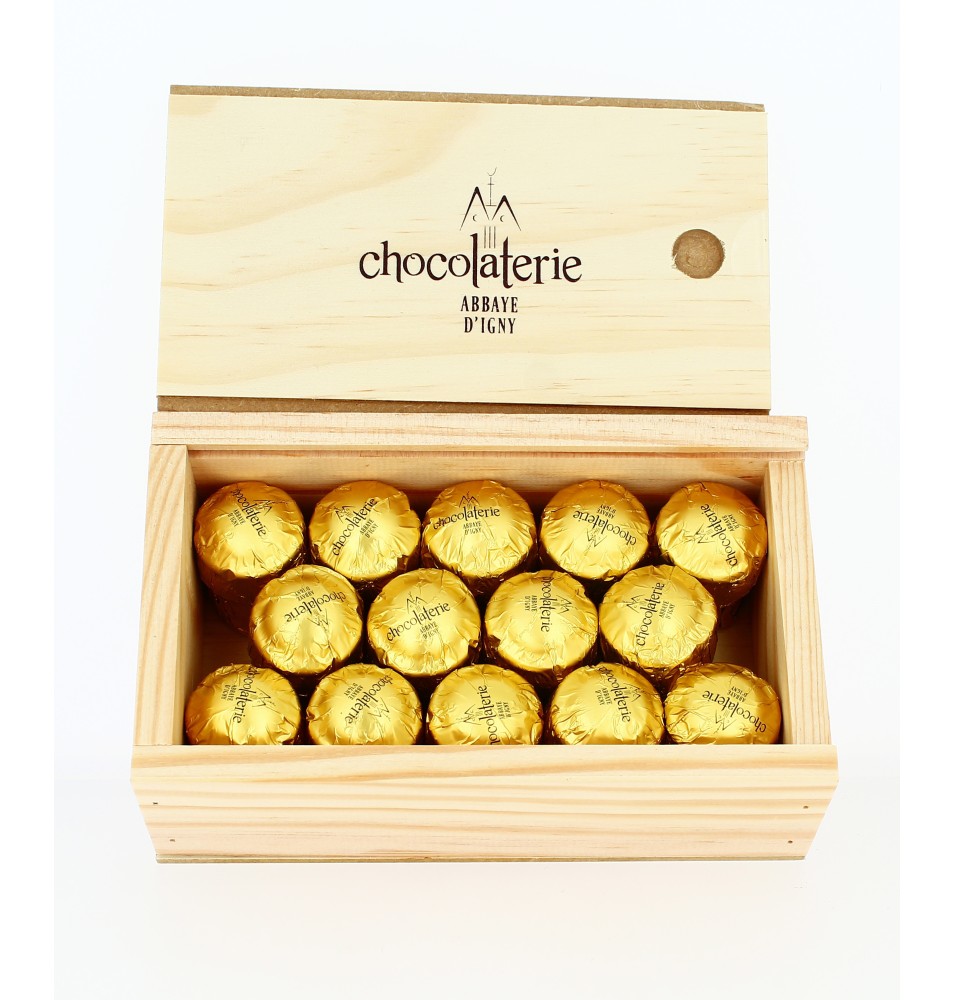 Coffret de 14 Gros Bouchons -Chocolat Noir (63%)- Fourrage au Marc de Champagne
