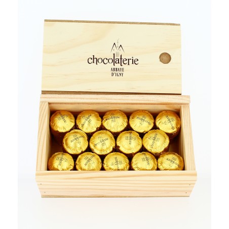 Coffret de 14 Gros Bouchons -Chocolat Noir (63%)- Fourrage au Marc de Champagne