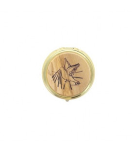 Custode Hosties en métal -  plaque en bois d'olivier