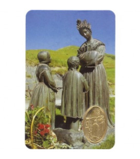 Carte plastifiée avec prière et poinçon Notre Dame de la Salette de la Réunion