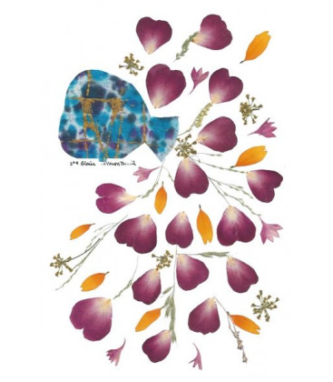 Carte Fleurs Naturelles Séchées,  un Vase de Coeurs - (SC-CFc)