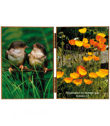 Diptyque religieux des Hirondelles de fenêtre avec une citation de st Paul - (FL-CHD160A)