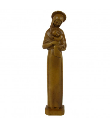 Statue religieuse de la Vierge Mère auréolée ton bois - (FL-vma20bc)