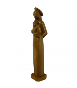 Statue religieuse de la Vierge Mère auréolée ton bois - (FL-vma20bc)