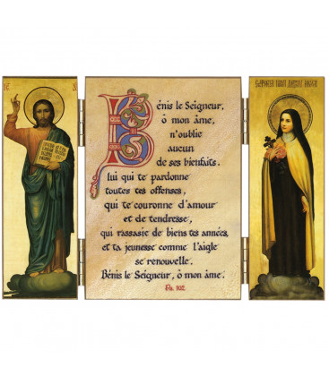 Triptyque religieux de ste Thérèse de l'Enfant-Jésus sur l'action de grâce - (FL-TRT39)