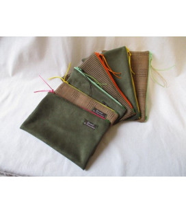 Pochette Pied de Poule caramel zip noir - (CF OPP N)