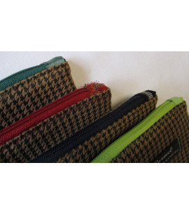 Pochette Pied de Poule zip couleur - Bleur marine - (CF OPP BM)