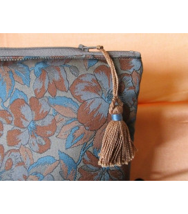 Trousse doublée "Brassée de fleurs" fond vieil or - (CF OTCR OR25)