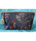 Trousse doublée "Fleurs au vent" Bleu et rouge - M - (CF OTCR B25)
