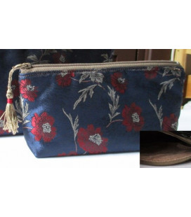 Trousse doublée "Fleurs au vent" Bleu et rouge - M - (CF OTCR B25)