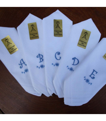 Mouchoir en coton naturel (28 x 28 cm) avec initiale brodée - (CL-MOUC0001)