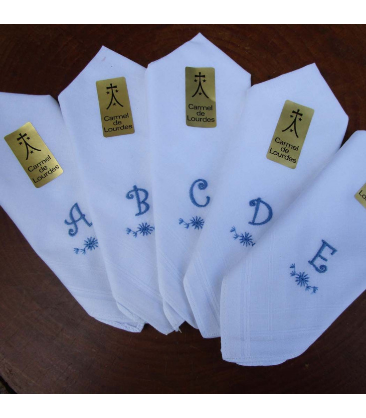 Mouchoir en coton naturel (28 x 28 cm) avec initiale brodée - (CL-MOUC0001)