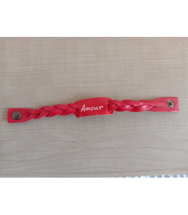 Bracelet en cuir rouge - (JE-BR02)