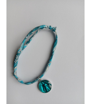 Bracelet liberty bleu avec médaille ND de Pellevoisin - (JE-BRL06)