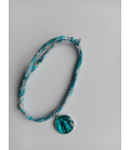 Bracelet liberty bleu avec médaille ND de Pellevoisin - (JE-BRL06)
