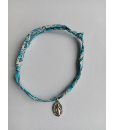 Bracelet liberty bleu avec médaille miraculeuse - (JE-BRL07)
