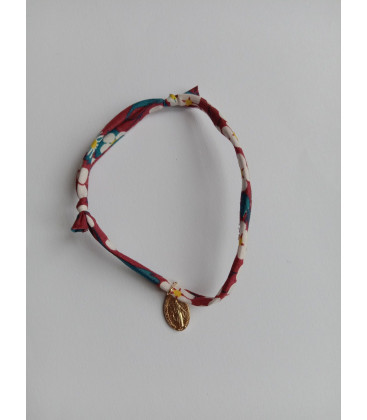Bracelet liberty bordeaux avec médaille Miraculeuse - (JE-BRL03)