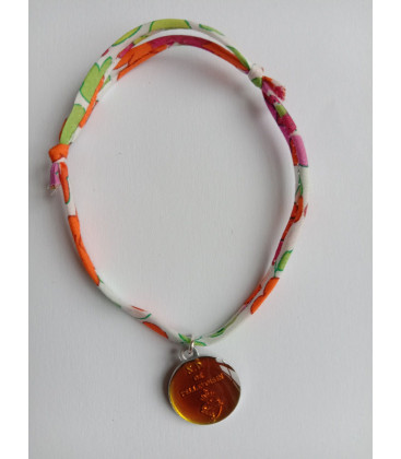 Bracelet liberty orange avec médaille ND de Pellevoisin - (JE-BRL01)