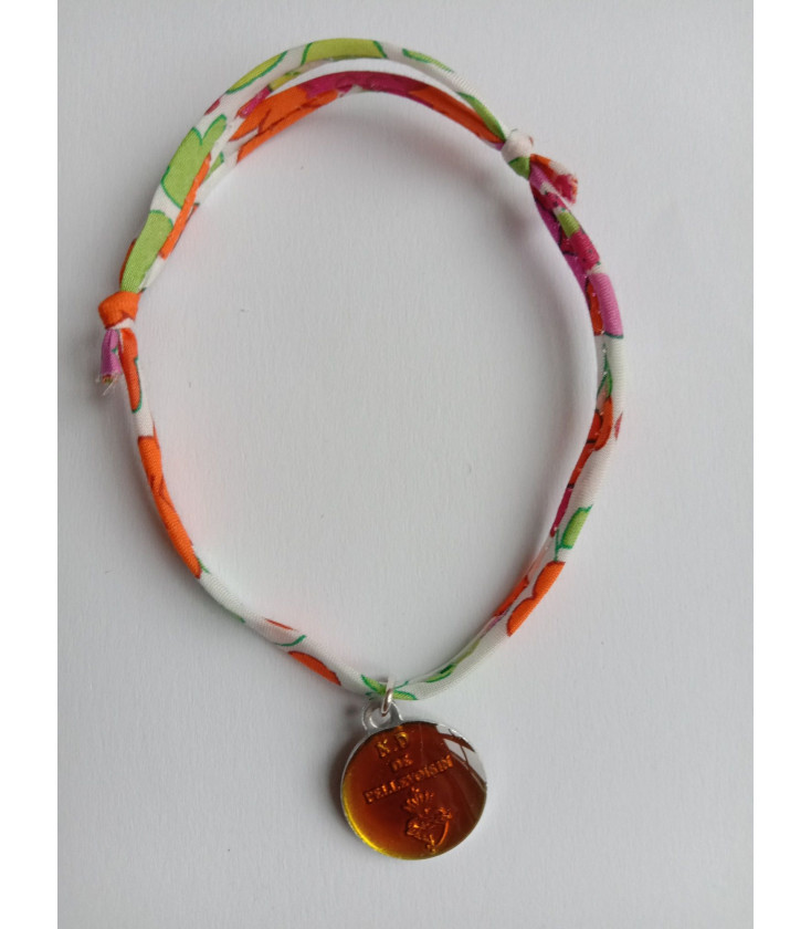 Bracelet liberty orange avec médaille ND de Pellevoisin - (JE-BRL01)