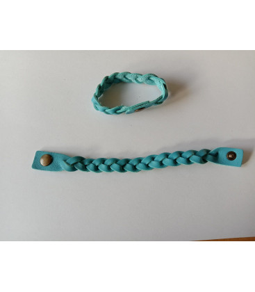 Bracelet tressé en cuir bleu ciel - (JE-BRS11)