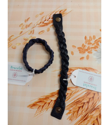 Bracelet tressé en cuir bleu nuit - (JE-BRS06)