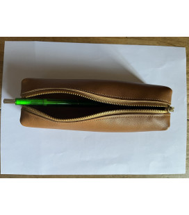 Grande trousse en cuir marron clair - (JE-TRG02)