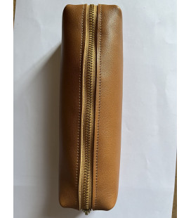 Grande trousse en cuir marron clair - (JE-TRG02)