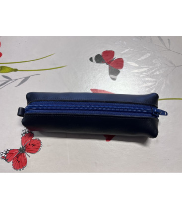Petite trousse en cuir bleu marine - (JE-TRP01)