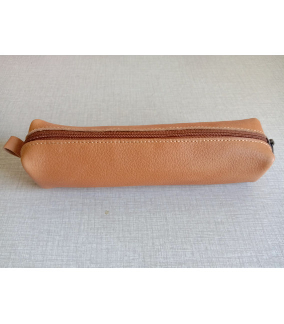 Petite trousse en cuir marron clair - (JE-TRP02)