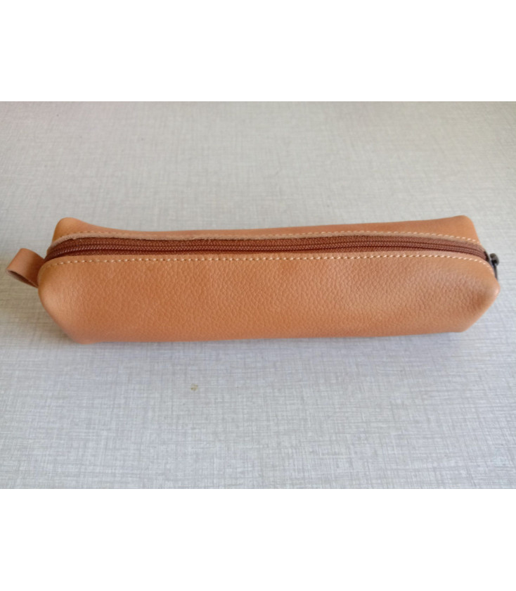 Petite trousse en cuir marron clair - (JE-TRP02)