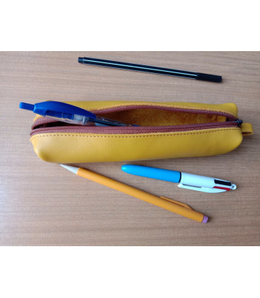 Petite trousse en cuir moutarde - (JE-TRP03)