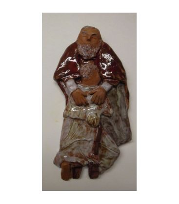 Bas-Relief"fils prodigue" en Terre Cuite Émaillée - (SC-FPem)