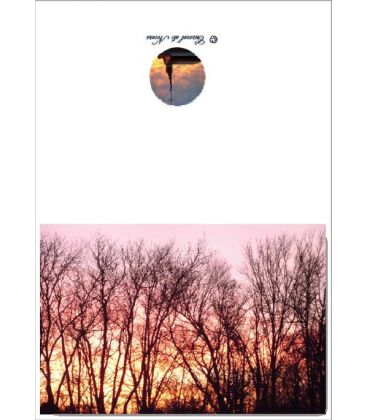 Carte nature en photographie coucher de soleil associant ciel et terre par les arbres Artisanat monastique - (NE c-p 6)