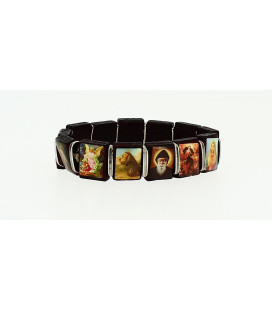 Bracelet sur élastique des saints - Rectangle - Bois