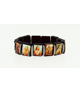Bracelet sur élastique des saints - Rectangle - Bois