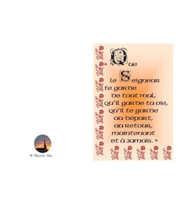 Carte de voeux bénédiction garde ta vie départ et retour pour tous ceux que l'on aime Artisanat monastique - (NE-c-be-1)