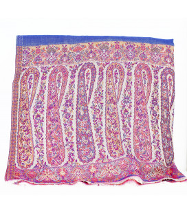 Châle Indien Bleu et Rose Motifs Colonnes