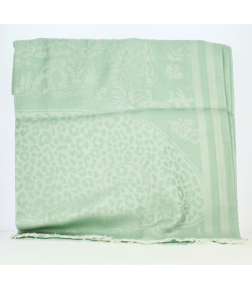 Châle Indien Vert Pâle et Argent