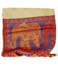 Châle Indien Eléphants - Violet et Or