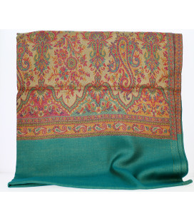 Châle Indien Motifs Orangés et Vert